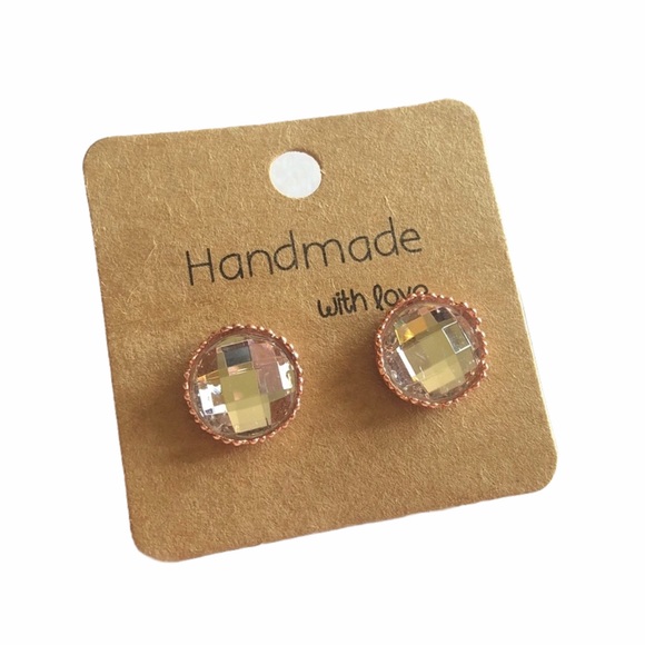 Clear Rhinestone Rose Gold Crown Stud Earrings! - Picture 3 of 16